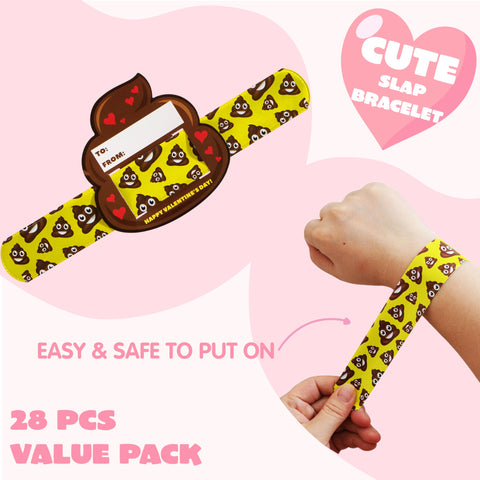 JOYIN 28 Packs Valentine's Day Slap Bracelet Set with Valentine Gift Cards for Classroom Exchange Prizes, Valentine Party Favors, ValentineÃƒÂ¢Ã¢â€šÂ¬Ã¢â€žÂ¢s Greeting Cards