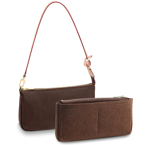 Doxo Felt Purse Organizer Insert for Tote,Bag Dividers for Handbags,Fit LV Pochette Bags and More.(Brown-Felt)