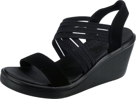 Skechers Women's Wedge Sandal, Black/Black, 11