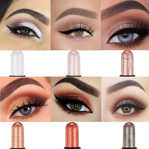 RoseFlower 6PCS Eyeshadow Stick Set, Glitter Eyeshadow Stick Waterproof Shiny Colored Sticks Metallic Eyeshadow Pencil Crayon Eye Brightener Makeup With Smudge Proof, 24H Long Lasting - 001