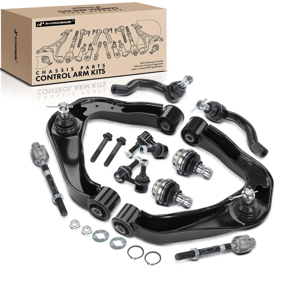 A-Premium Front Suspension Kit Control Arm Ball Joint Tie Rod End Sway Bar Link Compatible with Nissan Frontier 2005-2019, Pathfinder 2005-2012, Xterra 2005-2015 10-PC Set