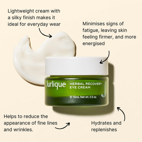 Jurlique - Herbal Recovery Eye Cream - Anti-Aging Eye Cream - Targets Wrinkles, Crow's Feet, Dark Circles, and Puffiness For All Skin Types - Natural Ingredients - 15ml