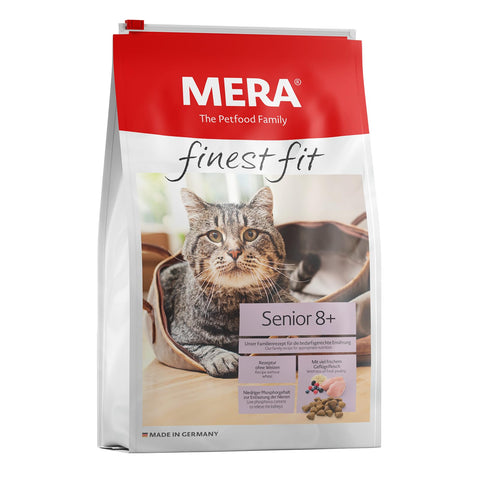 MERA finest fit Senior 8+ Dry Cat Food for Older Cats from 8 Years, Dry Food from Fresh Poultry and Rice, Healthy Food with Glucosamine, No Sugar (4 kg)