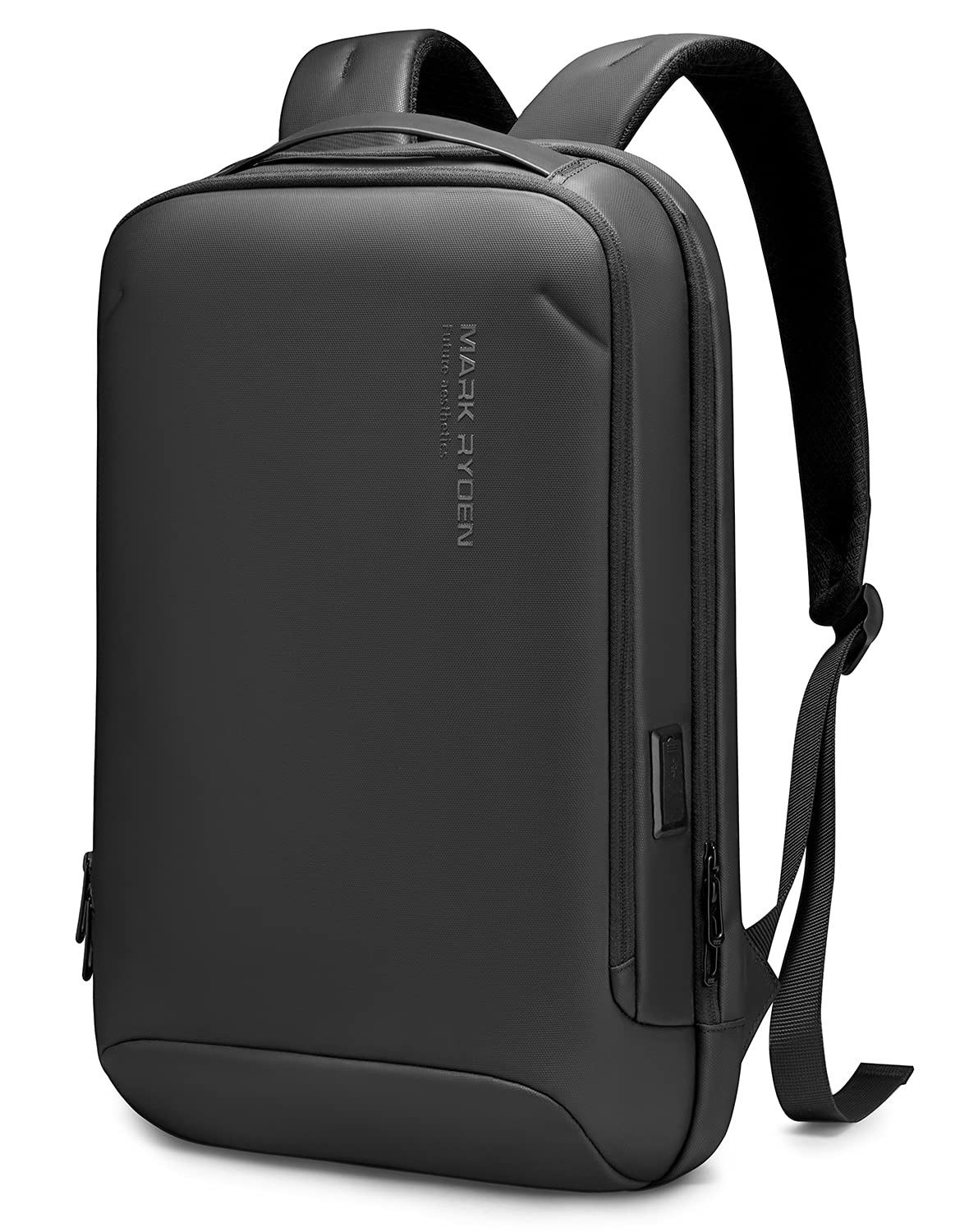 Laptop Backpack Fit 15.6 inch PC With USB Charging Plug, Lightweight Waterproof Rucksack Business Travel Bag Hard Shell Backpack For Men Women, Black