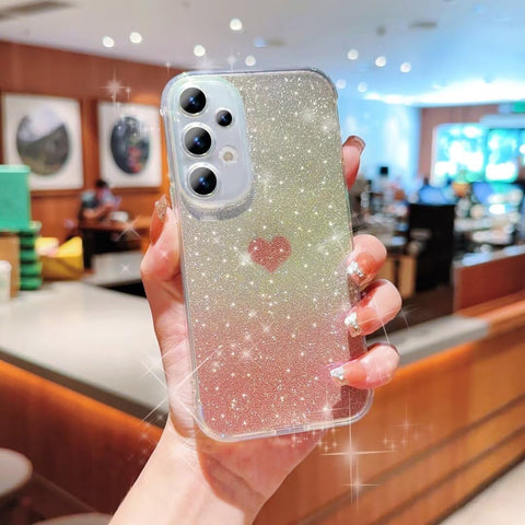 ATISIJIE Glitter Case for Samsung Galaxy A23 4G/5G,Girly Women Case,Glitter Shiny Sparkly Slim With heart pattern,Shockproof case for Samsung Galaxy A23 4G/5G-Pink