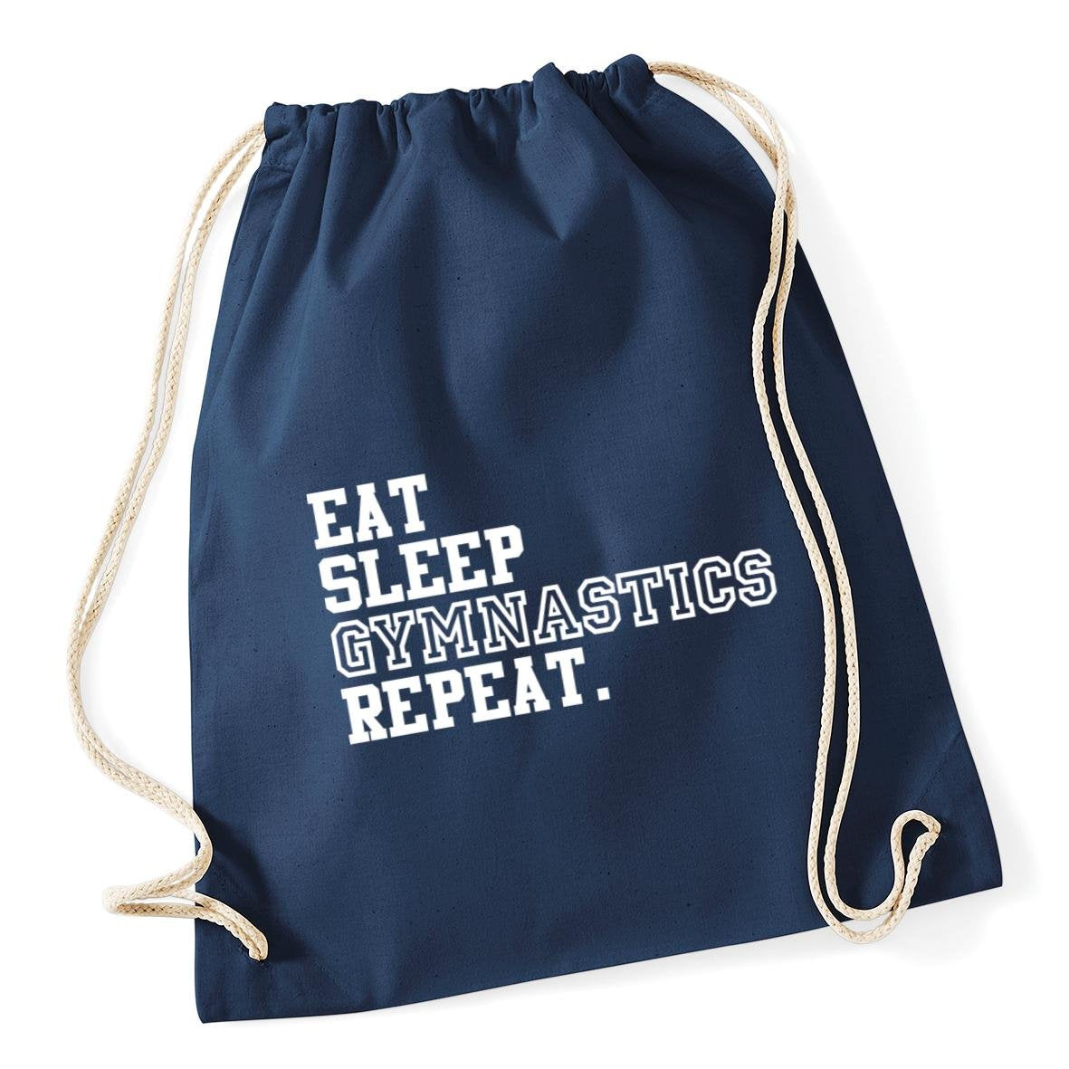 Hippowarehouse Eat Sleep Gymnastics Repeat Gymnast Drawstring Cotton School Gym Kid Bag Sack 37cm x 46cm, 12 litres