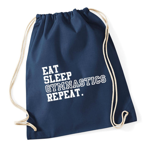 Hippowarehouse Eat Sleep Gymnastics Repeat Gymnast Drawstring Cotton School Gym Kid Bag Sack 37cm x 46cm, 12 litres