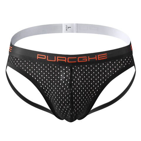 Legou Men's thong underwear sexy mesh breathable panties Black XL
