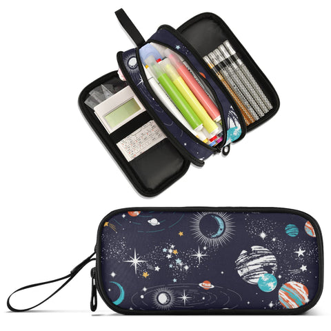 XUWU Space Planets Large Capacity Pencil Case 3 Compartment Pencil Bag Storage pouch with zippers for Adults School Teen Girl Boy