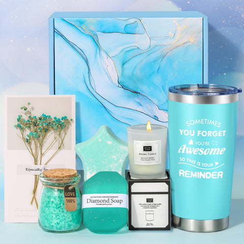 Birthday Pamper Gifts for Women, Mothers Day Gifts, Unique Blue Self Care Package Relaxation Spa Bath Set for Her, Ladies Pamper Hamper Birthday Gifts for Mum, Best Friends, Sister, Wife