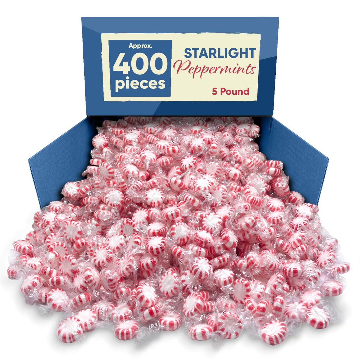 Starlight Peppermint Bulk Candy - 5 Pounds Approx 400 Pieces - Bulk Candy Individually Wrapped - Hard Candy - Mints Bulk - Christmas Candy, Peppermint Candy - Ideal Christmas Peppermint - Candy - Holiday Mints - Christmas Candy Bulk