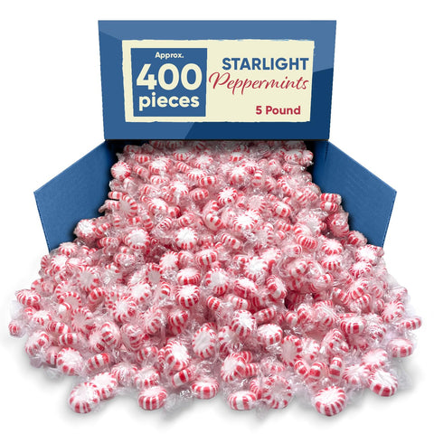 Starlight Peppermint Bulk Candy - 5 Pounds Approx 400 Pieces - Bulk Candy Individually Wrapped - Hard Candy - Mints Bulk - Christmas Candy, Peppermint Candy - Ideal Christmas Peppermint - Candy - Holiday Mints - Christmas Candy Bulk