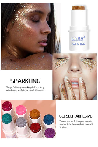 GL-Turelifes Face Body Glitter Stick, Mermaid Face Glitter Gel, Waterproof Fine Glitter for Face/Body/Hair/Eyes/Lip,Holographic Sequins Paint,Sparkling Face Glitter Makeup Body Glitter (#07 Red)