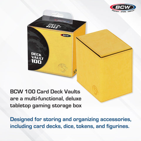 BCW Deck Vault LX 100 - Yellow | Card Deck Case with 100 Sleeved Gaming Cards Capacity | For Magic: The Gathering, Pokemon, Commander Decks