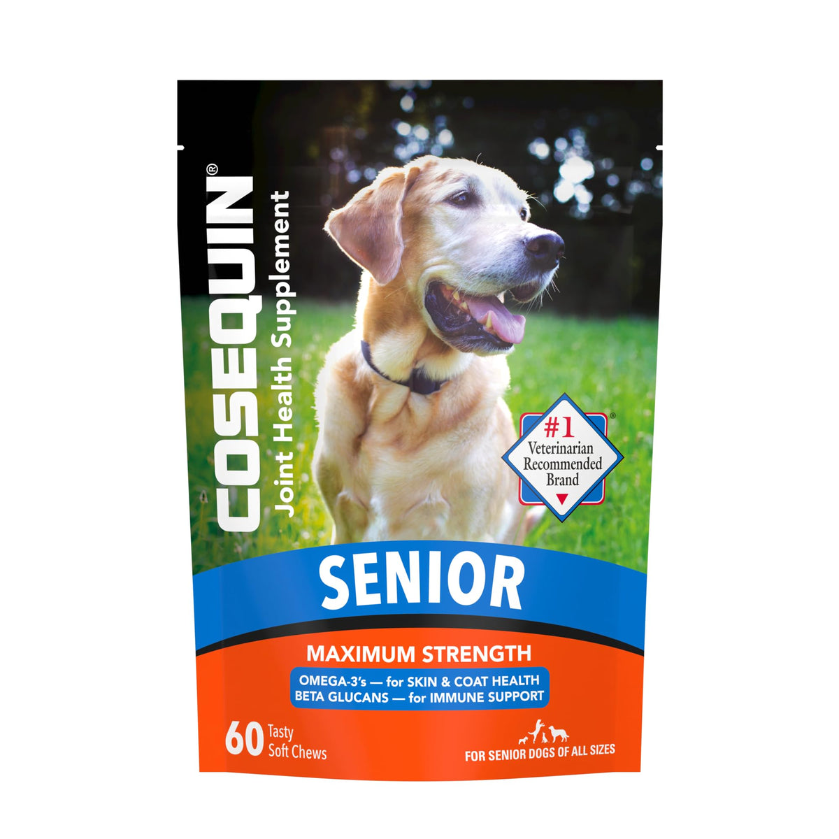 Cosequin Senior Joint Health Supplement for Senior Dogs - With Glucosamine, Chondroitin, Omega-3 for Skin and Coat Health and Beta Glucans for Immune Support, 60 Soft Chews