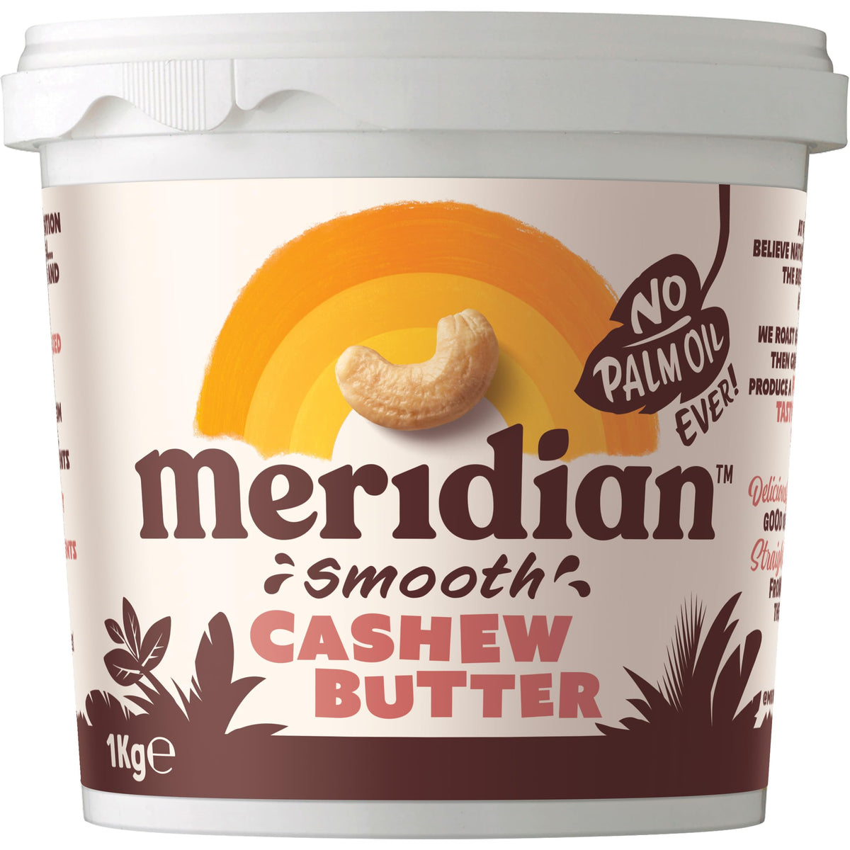 Meridian Smooth Cashew Nut Butter 1kg - Vegan, Vegetarian, Free From Palm Oil, No added Sugar or Salt
