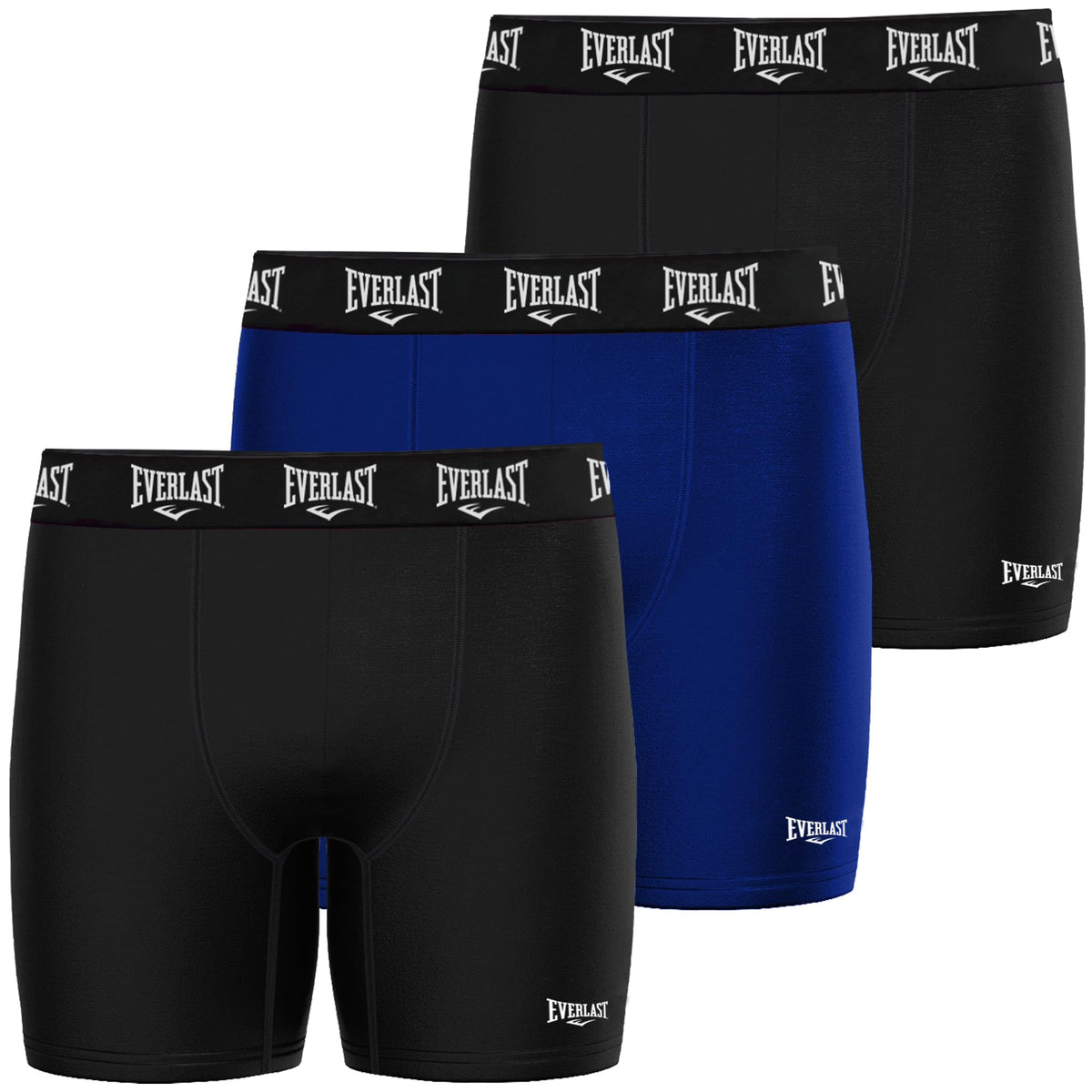 Everlast Performance MenÃ¢â‚¬â„¢s Boxer Brief - 3 Pc Pack, MenÃ¢â‚¬â„¢s Underwear Boxer Briefs, Soft & Comfortable Waistband, Anti-Chafing- Black/Black/Blue-Small