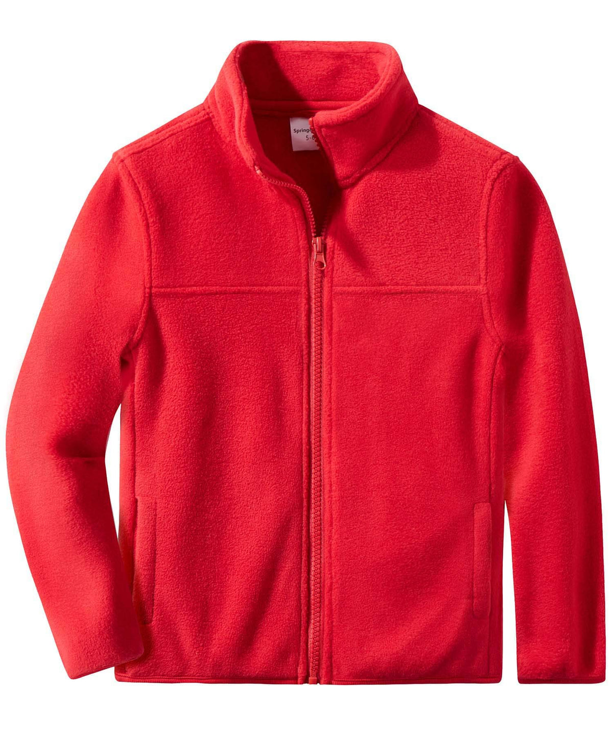 Spring&Gege Youth Solid Full-Zip Polar Fleece Jacket for Boys and Girls Size 7-8 Years Red