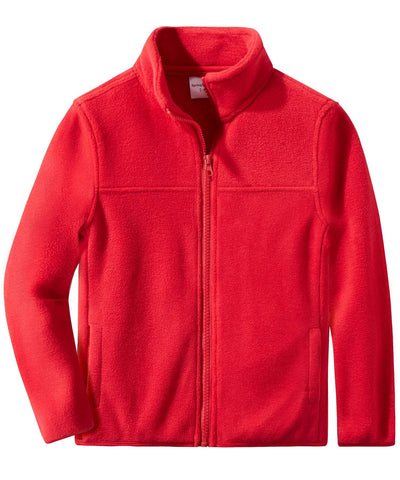 Spring&Gege Youth Solid Full-Zip Polar Fleece Jacket for Boys and Girls Size 7-8 Years Red