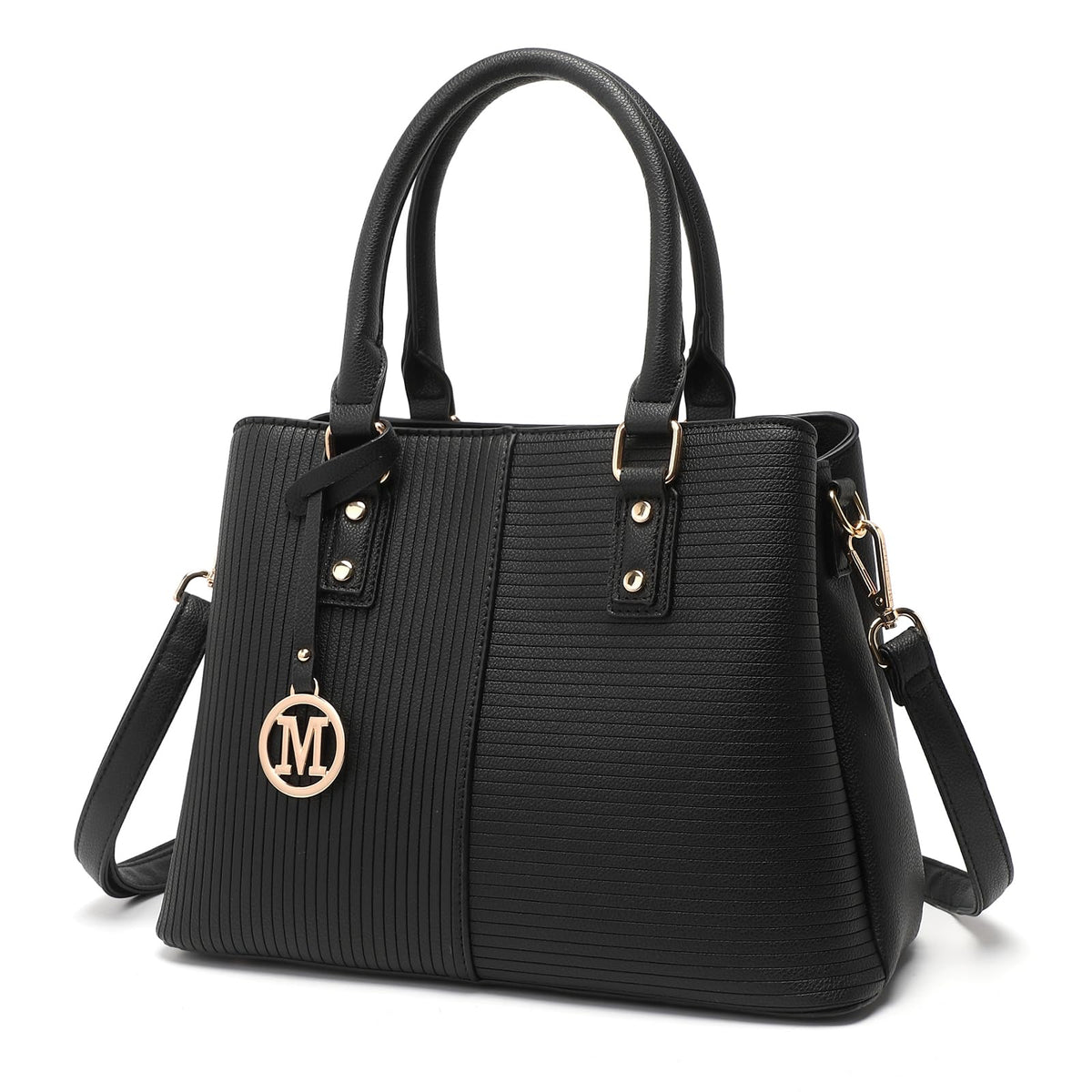 Miss Lulu Womens Top Handle Handbag, PU Leather Elegant handbags for women, Fashion Hobo Bags, Faux Leather Shoulder Bag, Handbag with Detachable Cross Body Strap & Grab Handles (Black)