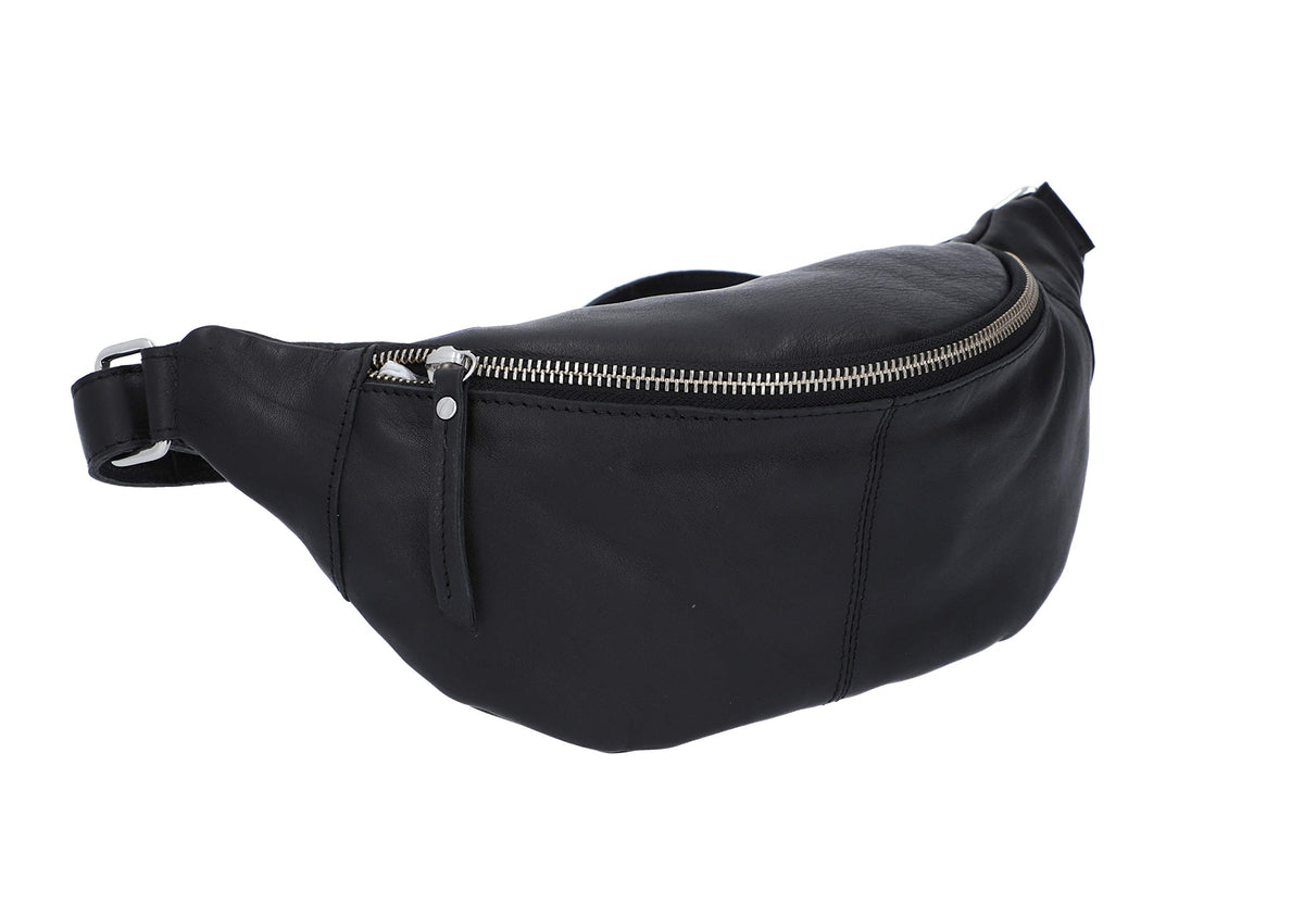 Gusti Leather Chest Bag - Cillian Belt Bag Waist Bag Bum Bag Chest Pouch Zip for Men and Women, black - silver