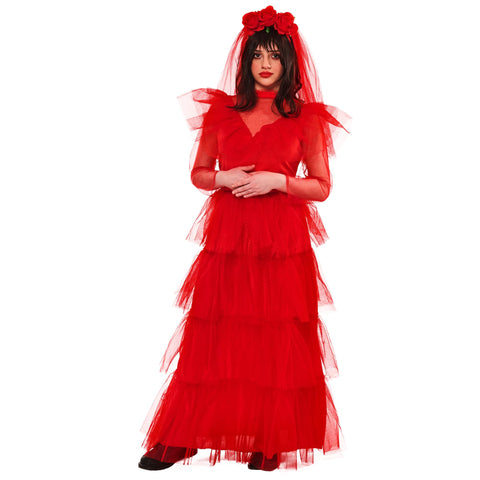 Rubies 701655L000 Beetlejuice Lydia Wedding Dress Adults Fancy, Multicoloured, L