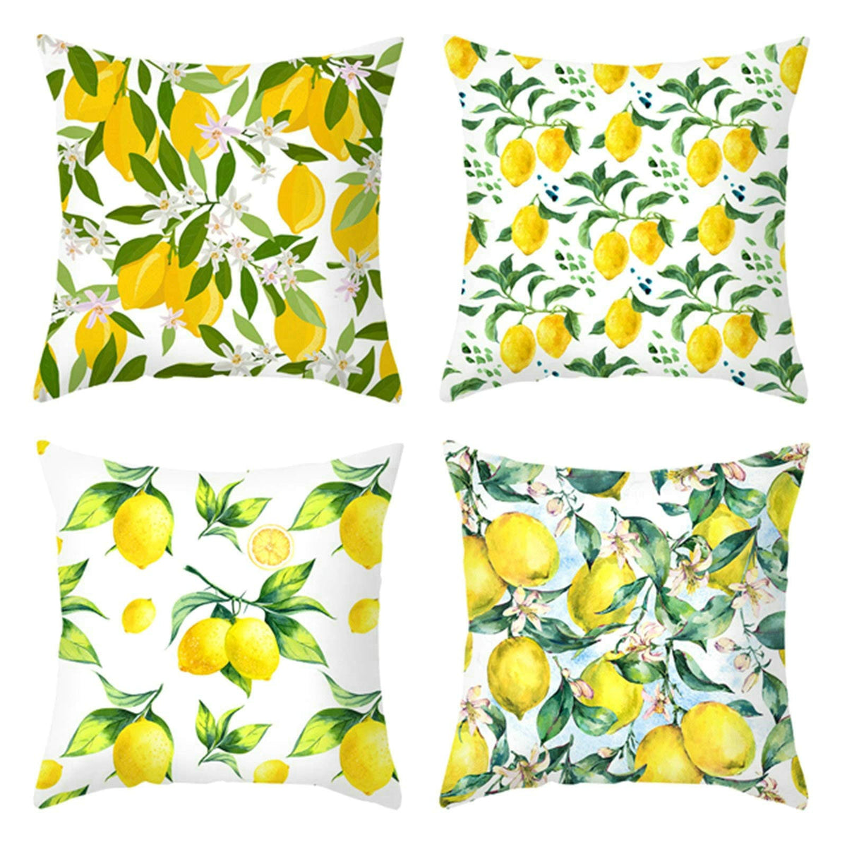 Ayoiow Cushion Cover Set, Pillowcase 20x20 Decorative Pillows Cover Decorative Cushion Cover 50 x 50 cm Lemons Pattern Polyester, Set of 4