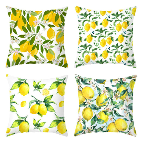 Ayoiow Cushion Cover Set, Pillowcase 20x20 Decorative Pillows Cover Decorative Cushion Cover 50 x 50 cm Lemons Pattern Polyester, Set of 4