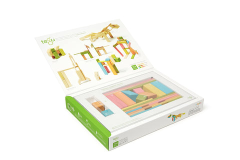 24 Piece Tegu Magnetic Wooden Block Set, Tints, 1-99 years old