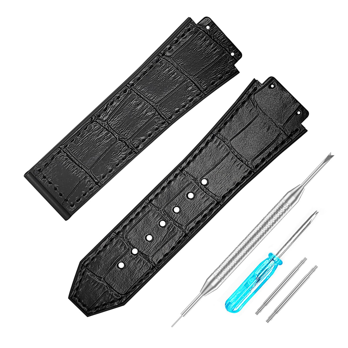 RBIPO 26 mm Leather Watch Strap, Waterproof Replacement Strap, for Hublot Big Bang, Leather