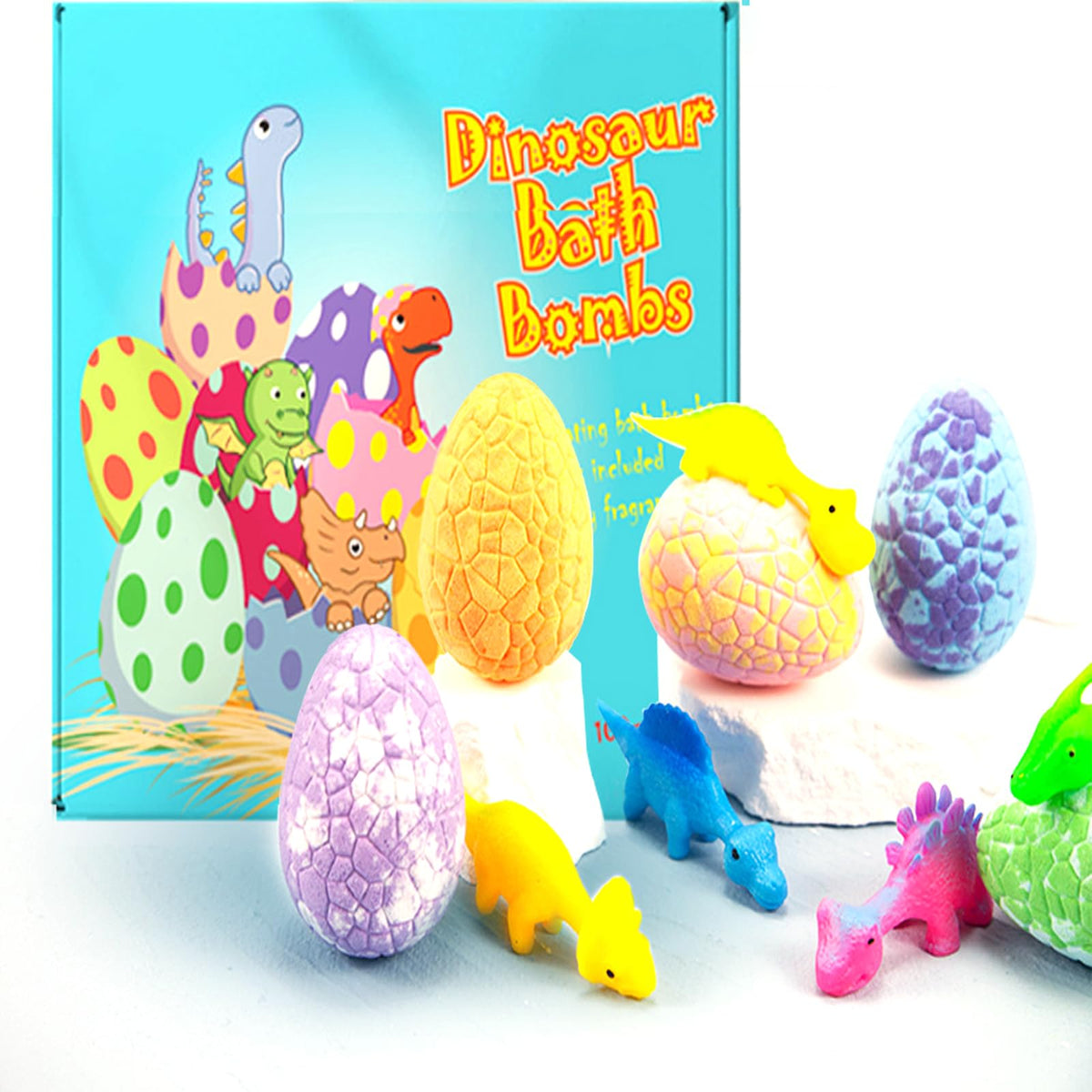 Bath Bombs for Kids with Surprise Toys Inside 6Pcs Organic Bath Bomb Set Dinosaur Bath Fizzers Ball Gift for Boys Girls Ages 3 4 5 6 7 8 Gifts for Kids Birthday Christmas Party Favors (100gx6)