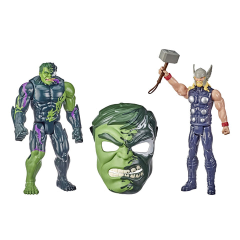 Spider-Man Maximum Venom Titan Hero Spider-Man Vs. Venomized Hulk Action Figure 2-Pack and Mask, with Blast Gear-Compatible Back Ports (Amazon Exclusive)