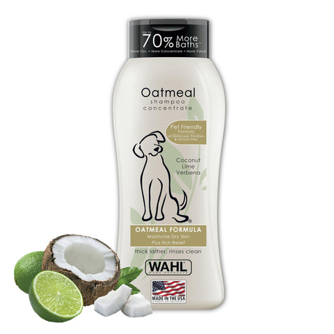 Wahl USA Dry Skin & Itch Relief Pet Shampoo for Dogs - Oatmeal Formula with Coconut Lime Verbena & Pet Friendly Formula, 24 Oz - Model 820004A