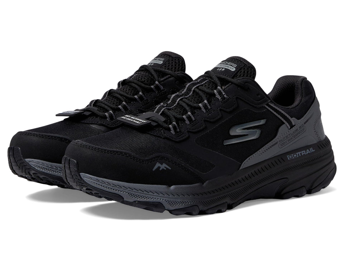 Skechers Women's Go Run Trail Altitude 2.0 Pine Ridge Waterproof Hiking Shoe, Black/Charcoal, 7