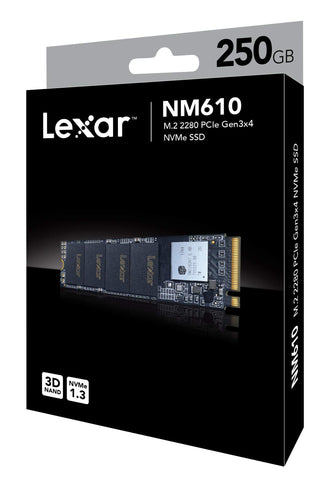Lexar NM610 250 GB PCIe 3.0 (up to 2,100 MB/s) NVMe M.2 Internal Solid State Drive (SSD)