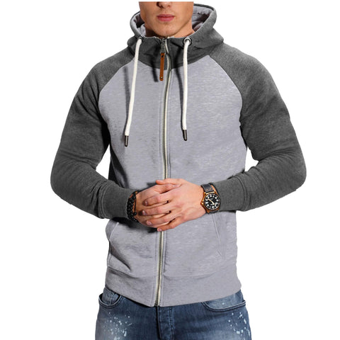 Letuwj Men's Hooded Sweatshirt Casual Loose Cardigan Top Zipper Cardigan Grey 3 S