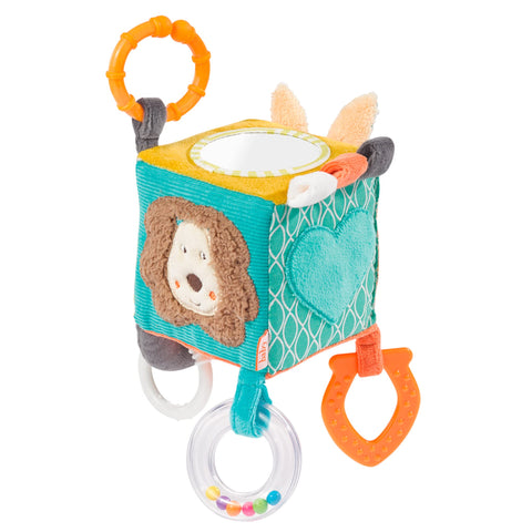 Fehn 066029 Funky Friends Activity Cube - Motor Skills Toys to Hang Up - for Babies and Toddlers from Newborns Upwards - Dimensions : 10 X 10 cm
