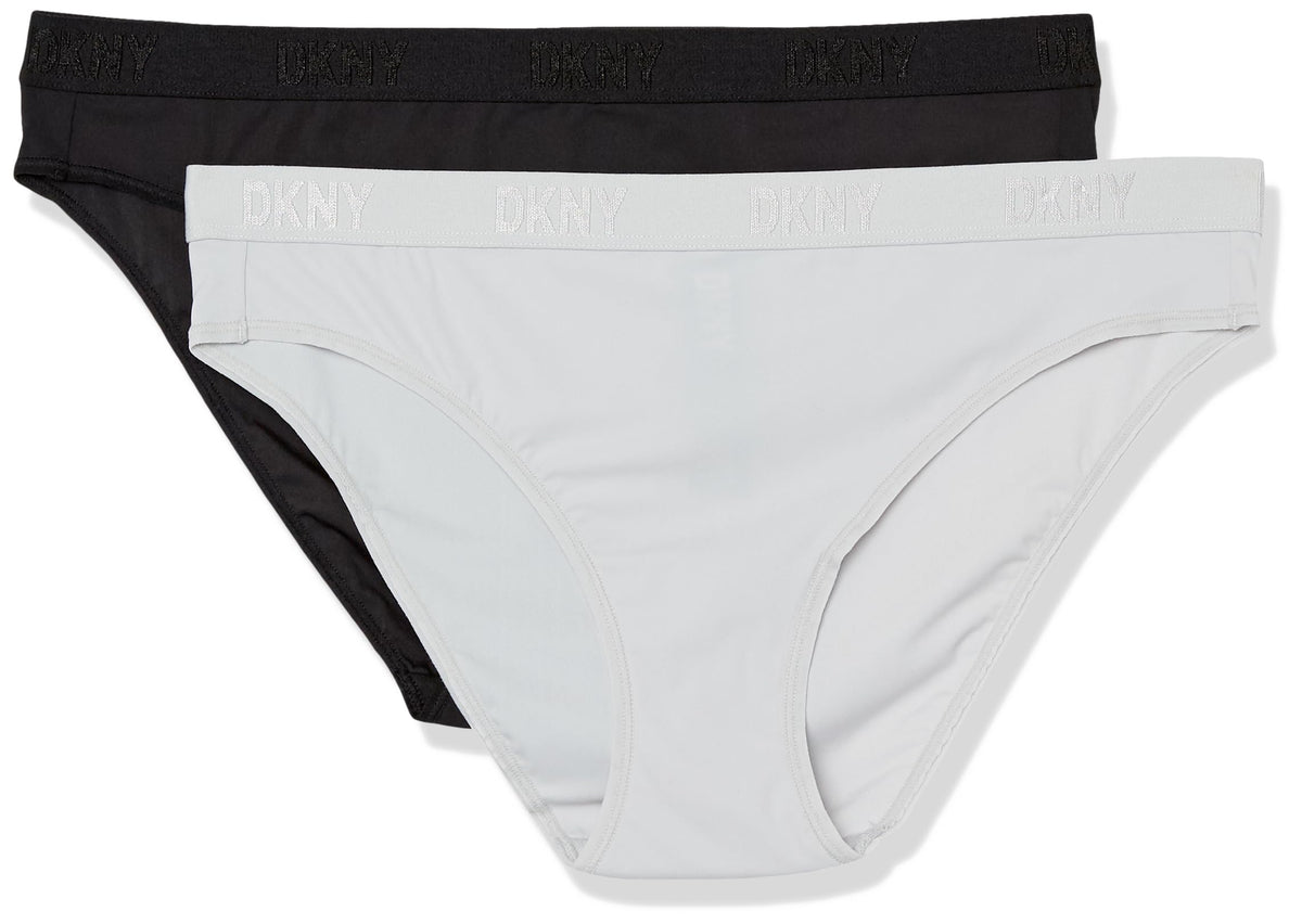 DKNY Women's Micro Logo Bikini, Black/Aluminum