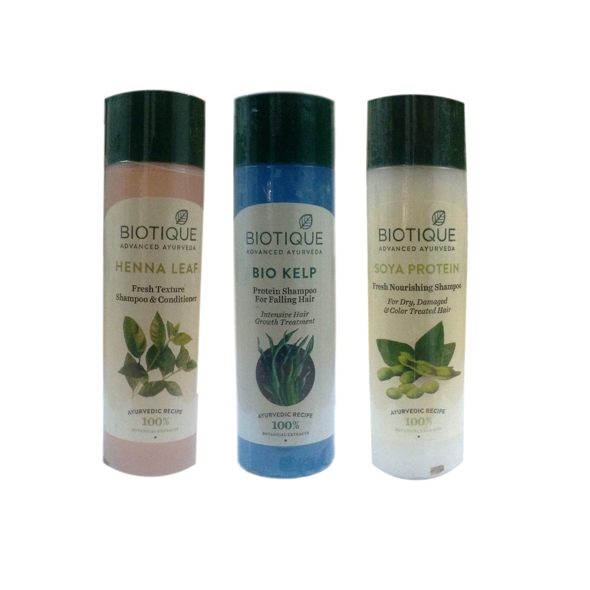1 HEENA LEAF SHAMPOO & CONDITIONER 190ML +1 BIO KELP PROTEIN SHAMPOO 190ML+ 1 SOYA PROTEIN FRESH NOURISHING SHAMPOO