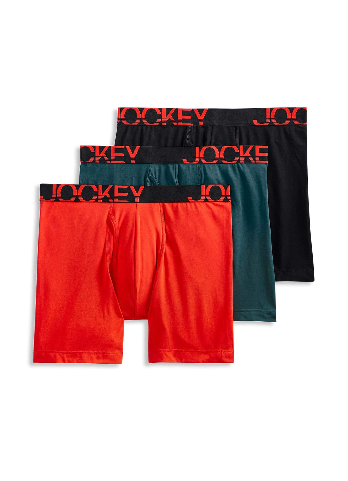 Jockey Men's Underwear ActiveStretchâ„¢ Midway Brief - 3 Pack, Black/Forest Teal/Brilliant Red, S
