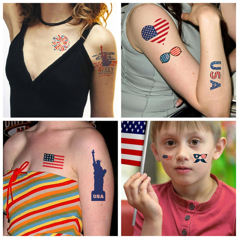 10 Sheets American flag Independence Day Temporary Tattoo Stickers For July 4th Parades And Celebrations, Easy to Use and Removal