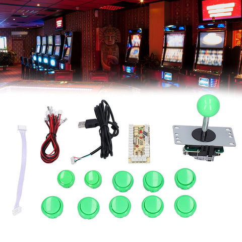 Hilitand Arcade Game Joystick Kits DIY Parts Delay USB Encoder + 8 Way Joystick + 10x Push Buttons for Arcade PC Game DIY Projects(green)