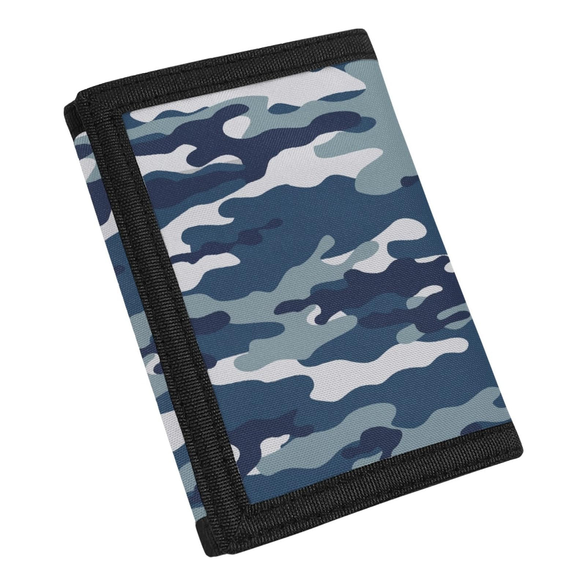Coldinair Fashion Print Canvas Wallet for Teens Kids Boys Girls,Slim RFID Trifold Wallets for Travel School, Blue Camo Pattern, One Size, Camouflage