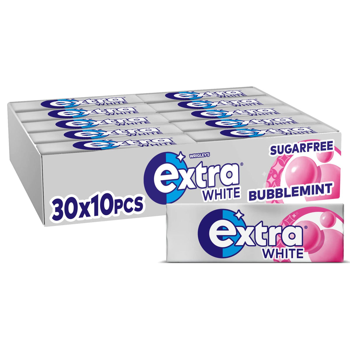 Wrigleys Extra White Bubblemint Chewing Gum (Pack Of 30)