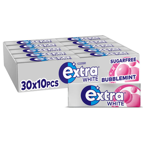 Wrigleys Extra White Bubblemint Chewing Gum (Pack Of 30)
