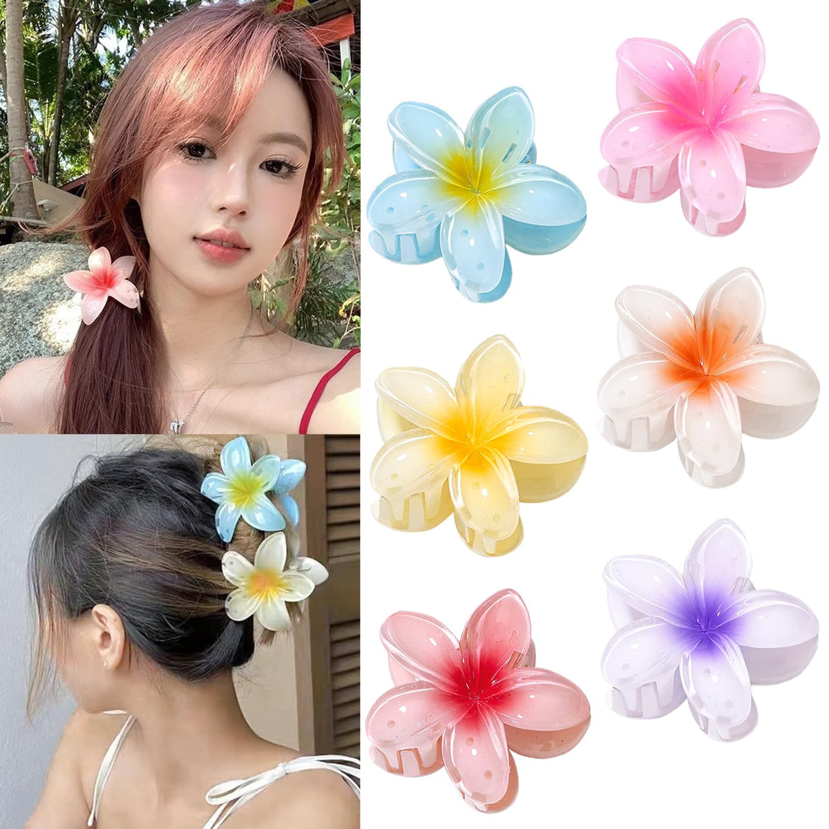 6 Pcs Flower Hair Clips,Flower Claw Clips, Plum Blossom Hair Clips,Non-Slip Flower Hair Clips for Thick and Thin Hair, Women's Hair Accessories,Girls Hair Accessories,Cute Hair Clips