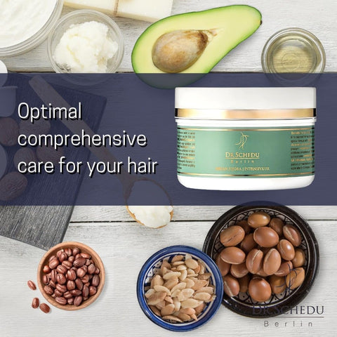 Dr. Schedu Berlin, Argan, Jojoba, and Avocado Oil, Intensive, Hair Treatment, 200ml, with Silk proteins Aloe vera, Shea butter, for Dry, Damaged Hair, Frizz Control, Hair Mask, Silicone Free