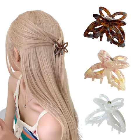 Ypkia Butterfly Hair claw Clips Small for Medium and Thin Hair Clip Women and Girls Hair Accessories (White, Pink, Tortoiseshell)