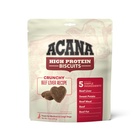 ACANA High Protein Biscuits Dog Treats, Crunchy Beef Liver Recipe, 9oz