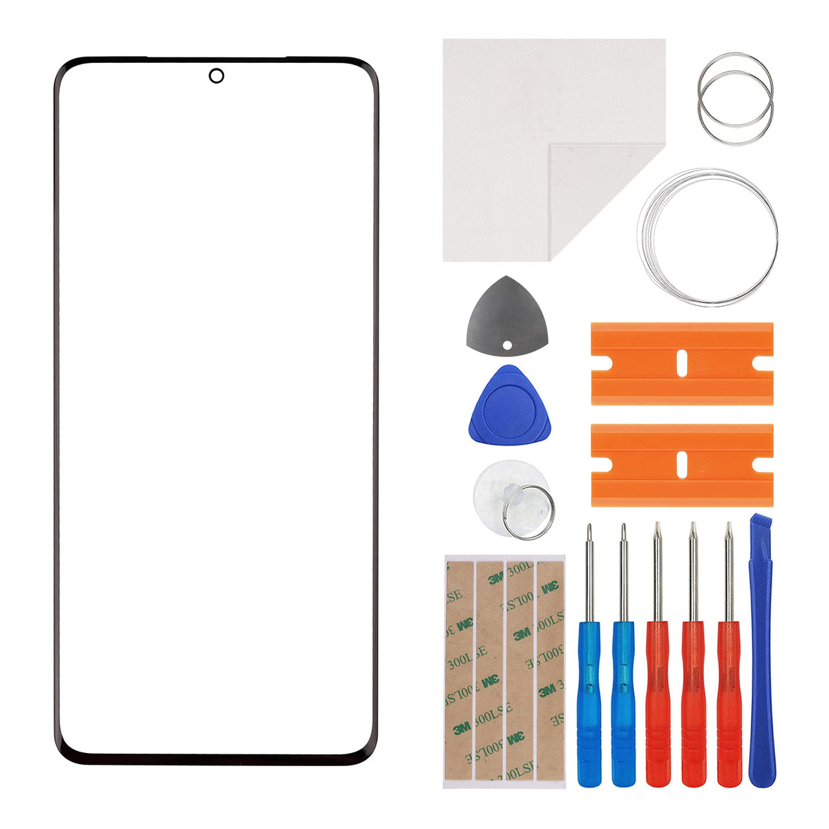 E-yiiviil Front Glass Outer Screen Lens Replacement Compatible with Samsung Galaxy S21 Ultra 5G SM-G998U 6.8 inch with Tools(No Display and Touch digitizer)